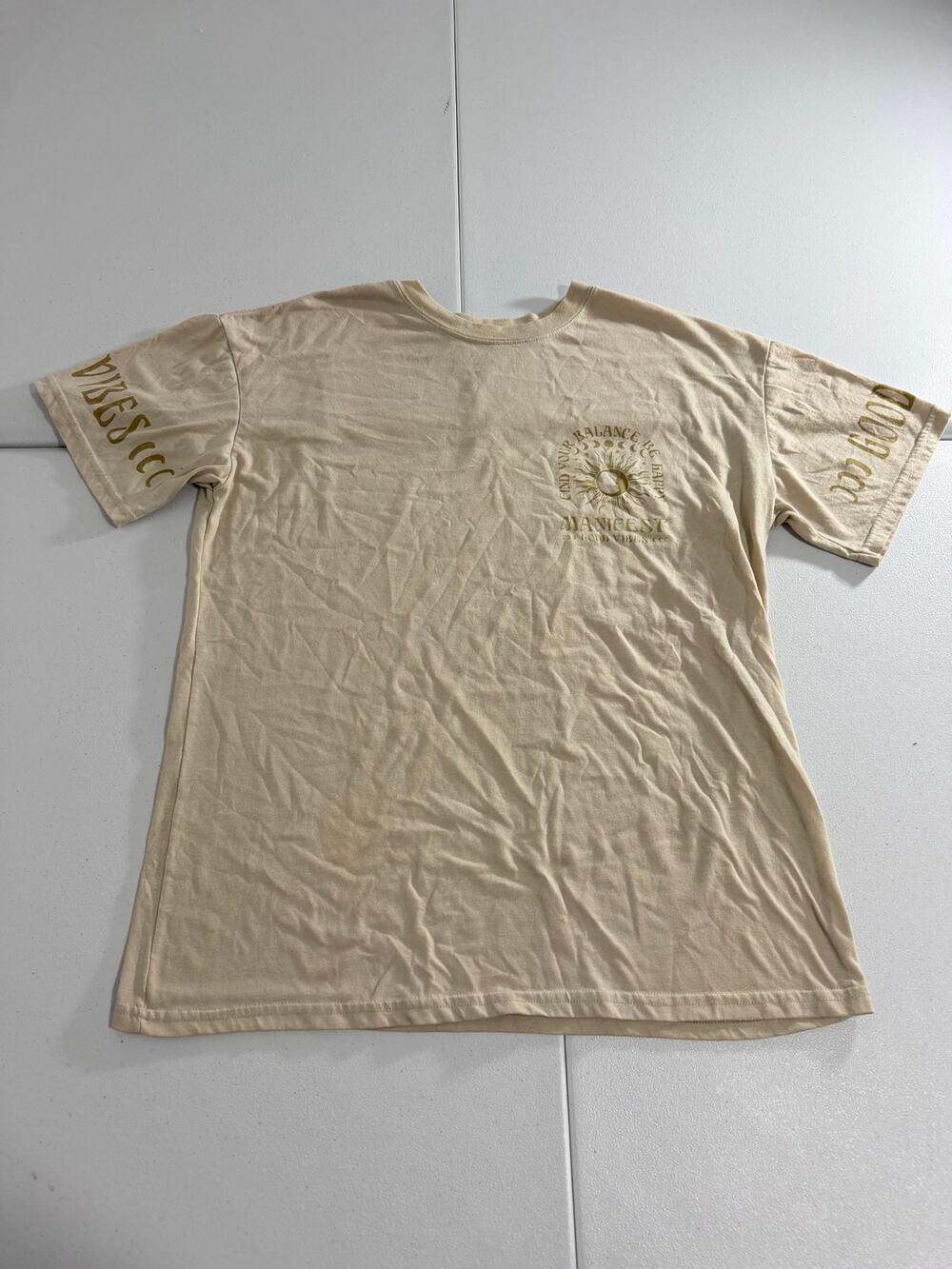 Weekend Warrior Manifest Graphic Tee Beige Size Small